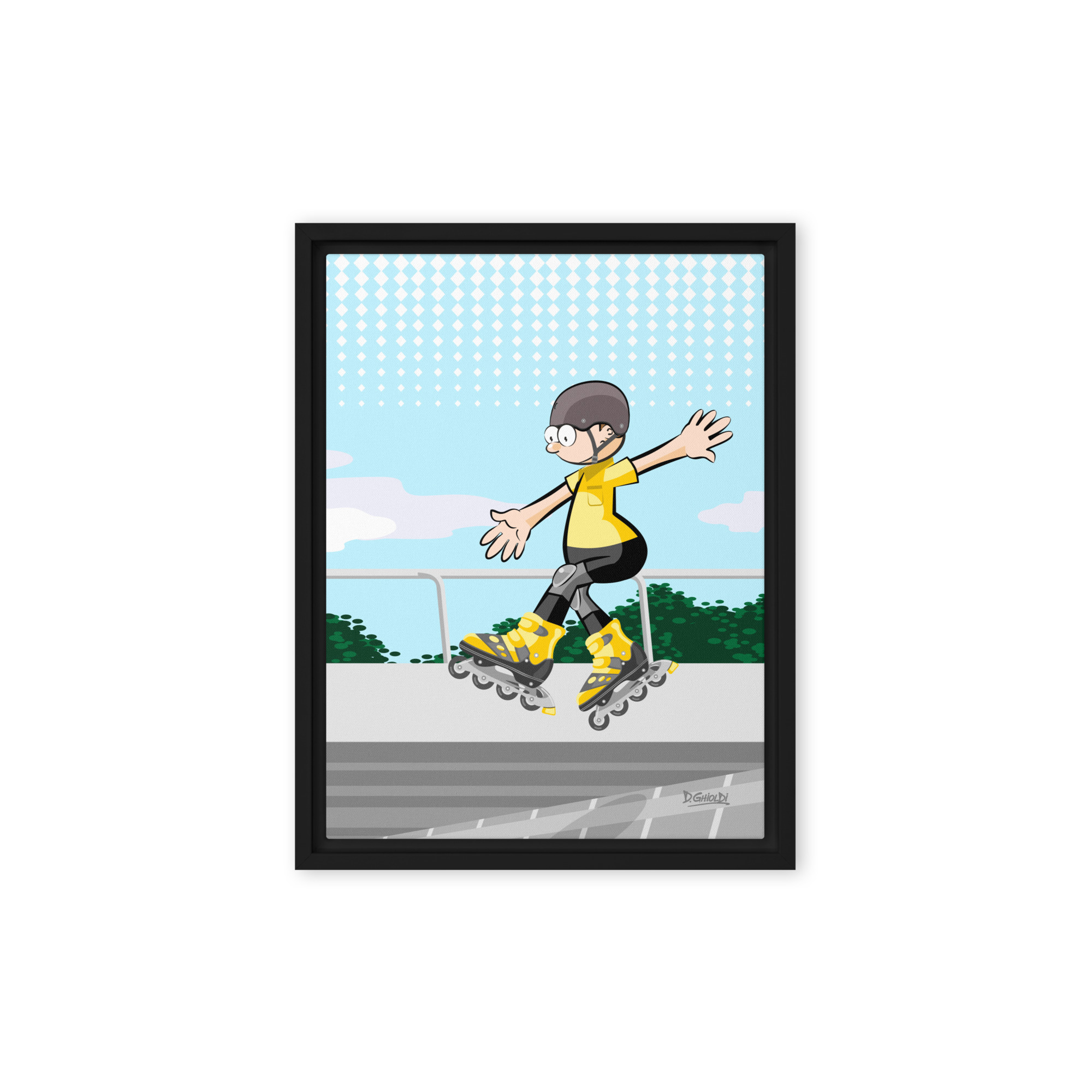 Rollerblade Trick Urban Art Speed Slide - 'Los Monitos' Collection - Framed canvas - Image 2