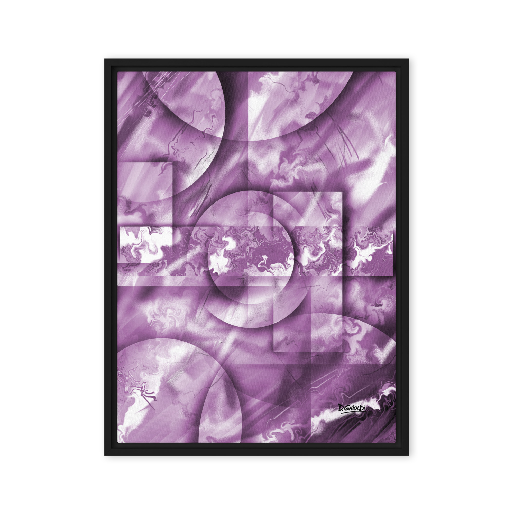 Ethereal Violet Geometry - Framed Canvas - Image 3