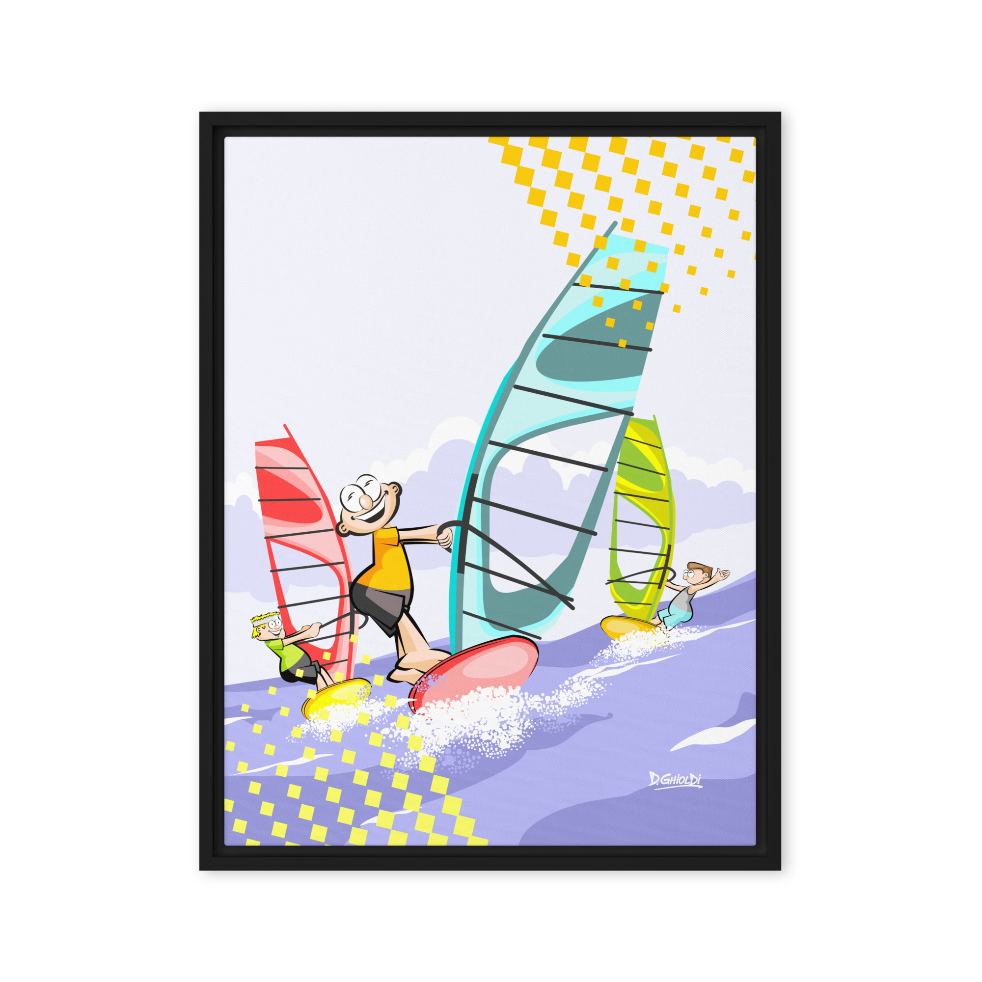 The Windsurf Adventure: Ocean Breeze - 'Los Monitos' Collection - Framed canvas - Image 3