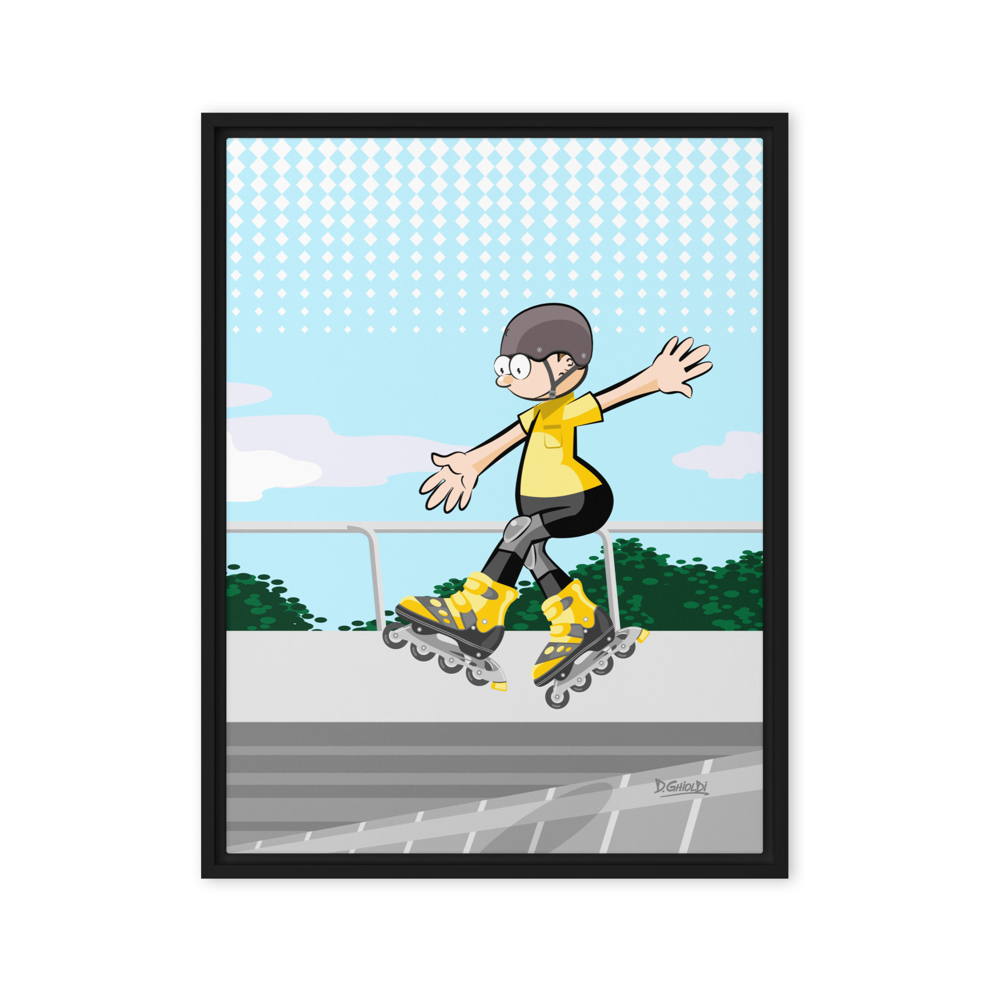 Rollerblade Trick Urban Art Speed Slide - 'Los Monitos' Collection - Framed canvas - Image 3