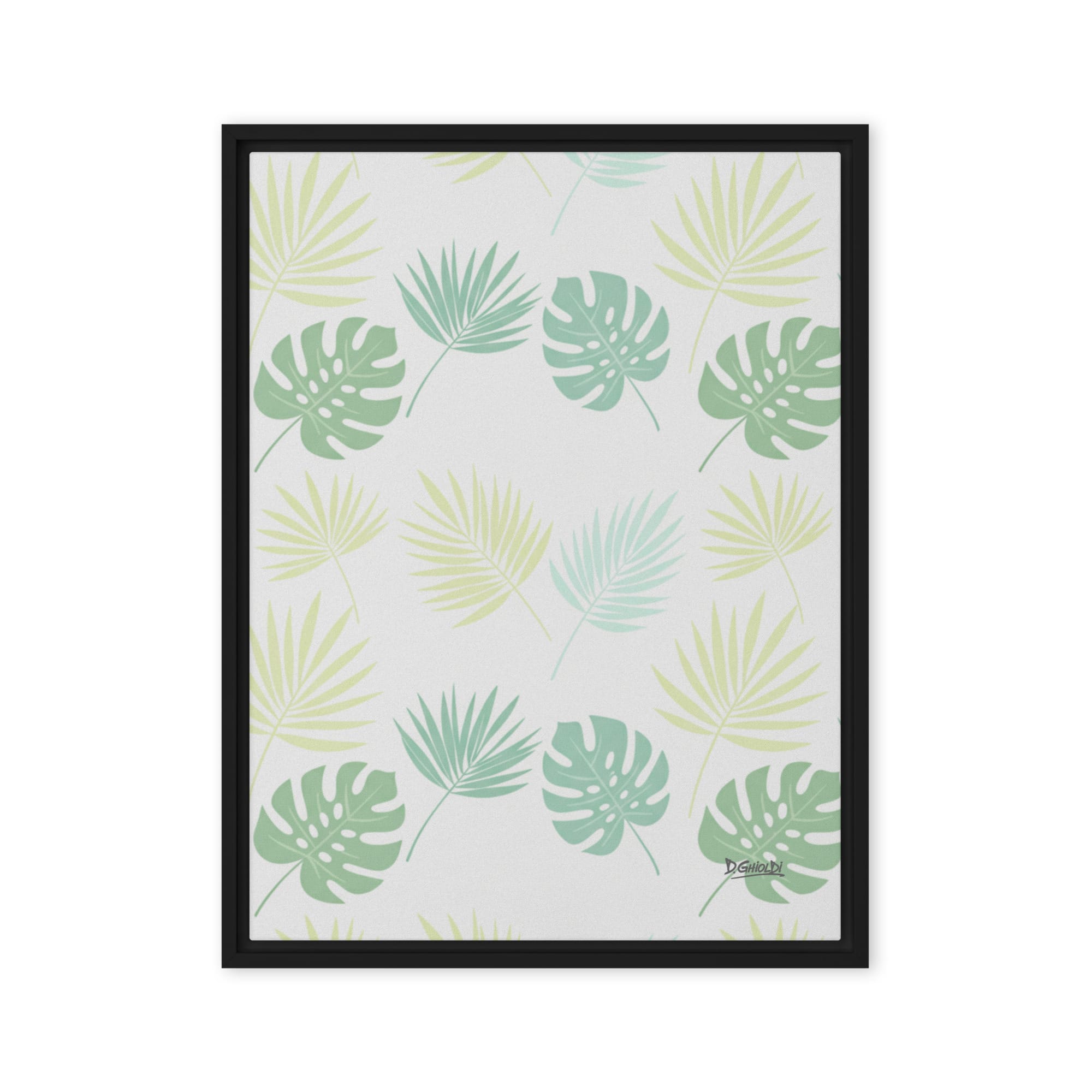 Serene Palm Monstera Canvas - Minimalist Pastel Art | Ghioldi Rosano Framed canvas - Image 3
