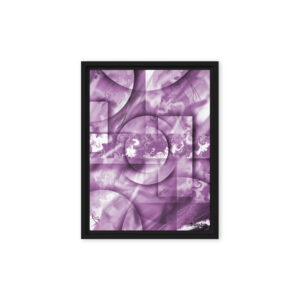 Abstract digital painting Ethereal Violet Geometry with translucent circles and rectangles in shades of violet and smoky textures by Ghioldi Rosano.
