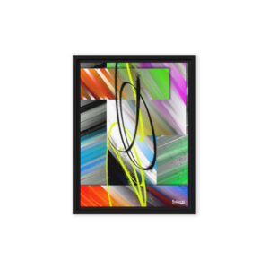 bstract digital painting Linear Stratification with 3D layered colorful rectangular blocks and a bold black airbrush stroke by Ghioldi Rosano