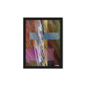 Abstract digital painting Luminous Stratum with dark textured background, transparent geometric layers, and chaotic black and white paint splatters by Ghioldi Rosano.