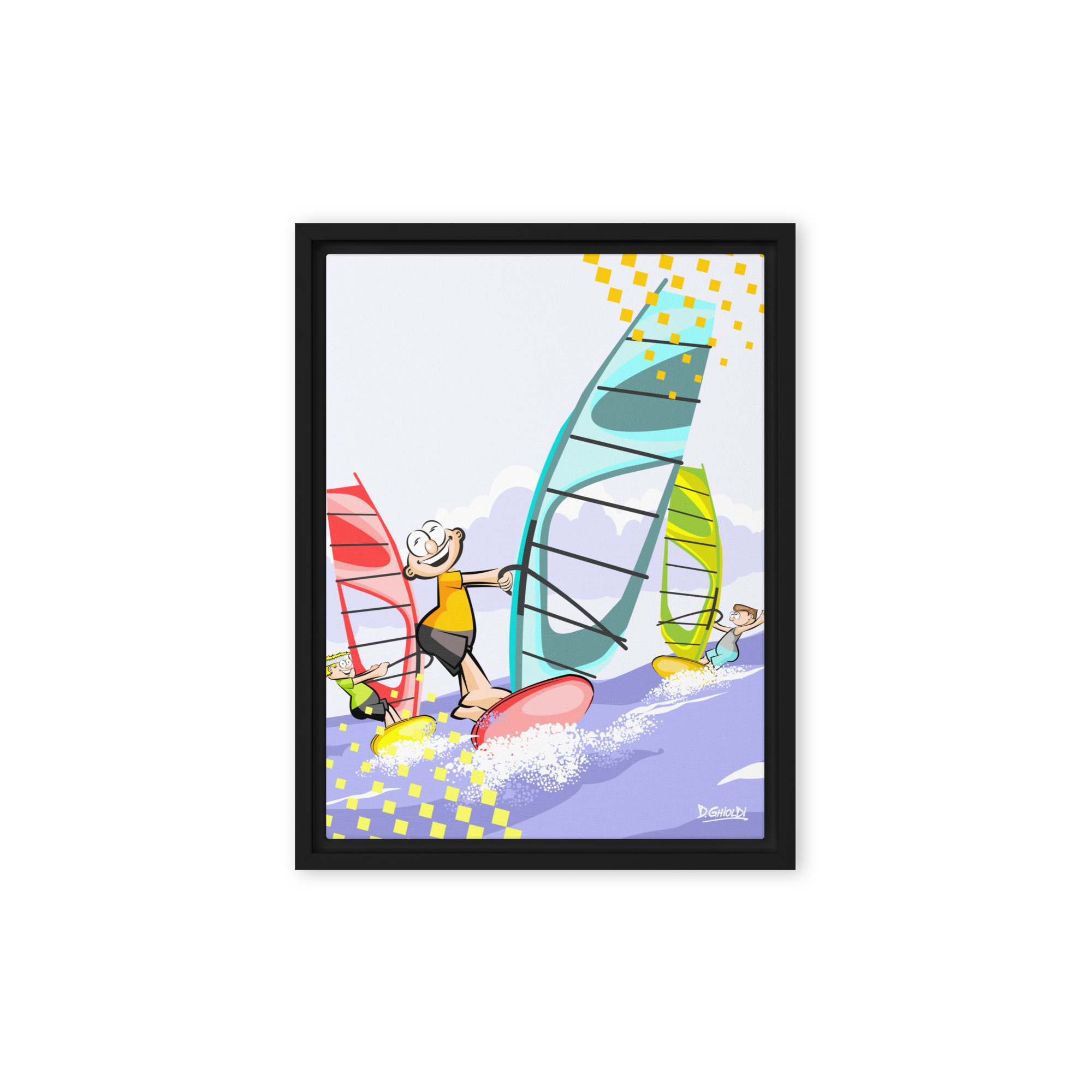 The Windsurf Adventure: Ocean Breeze - 'Los Monitos' Collection - Framed canvas - Image 2