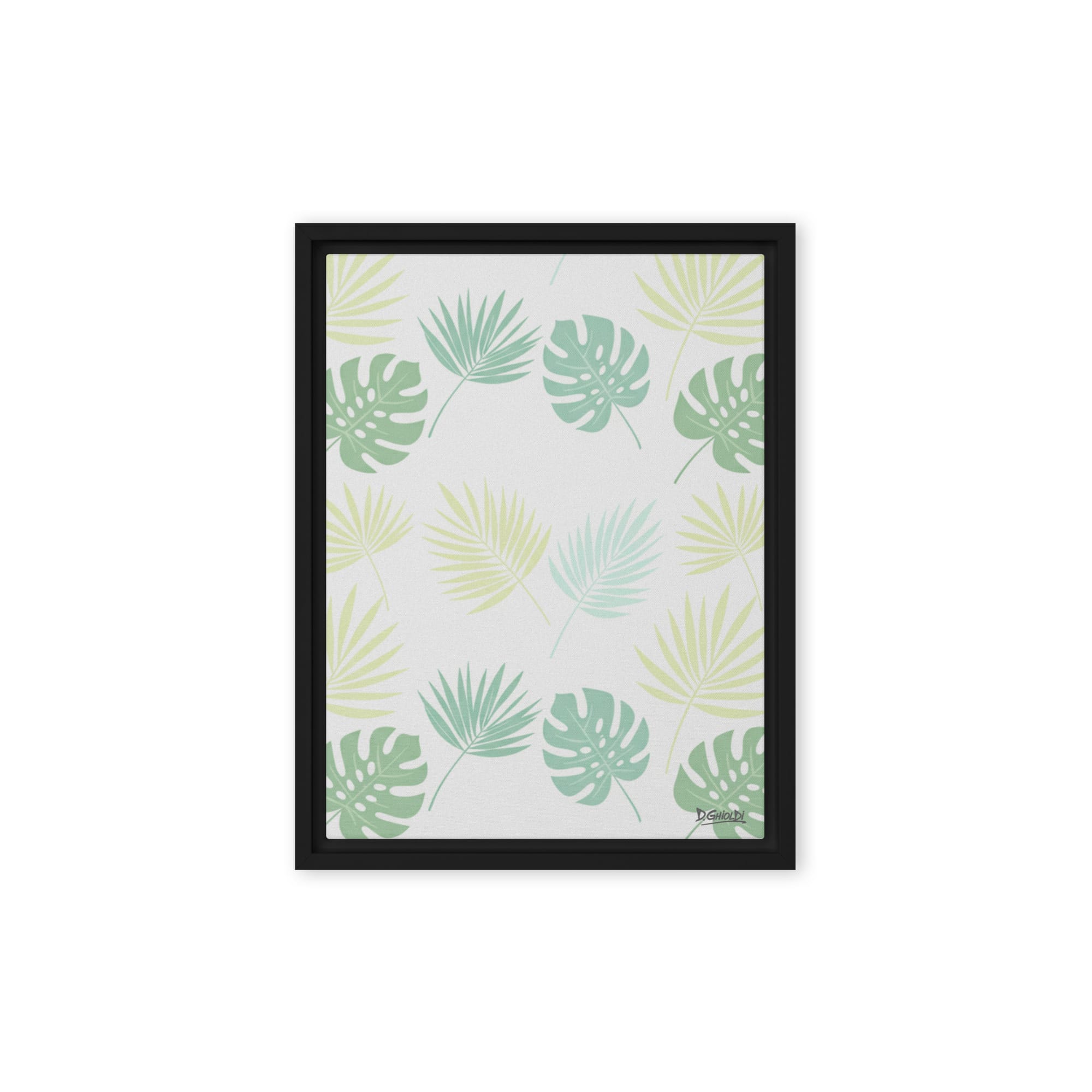 Serene Palm Monstera Canvas - Minimalist Pastel Art | Ghioldi Rosano Framed canvas